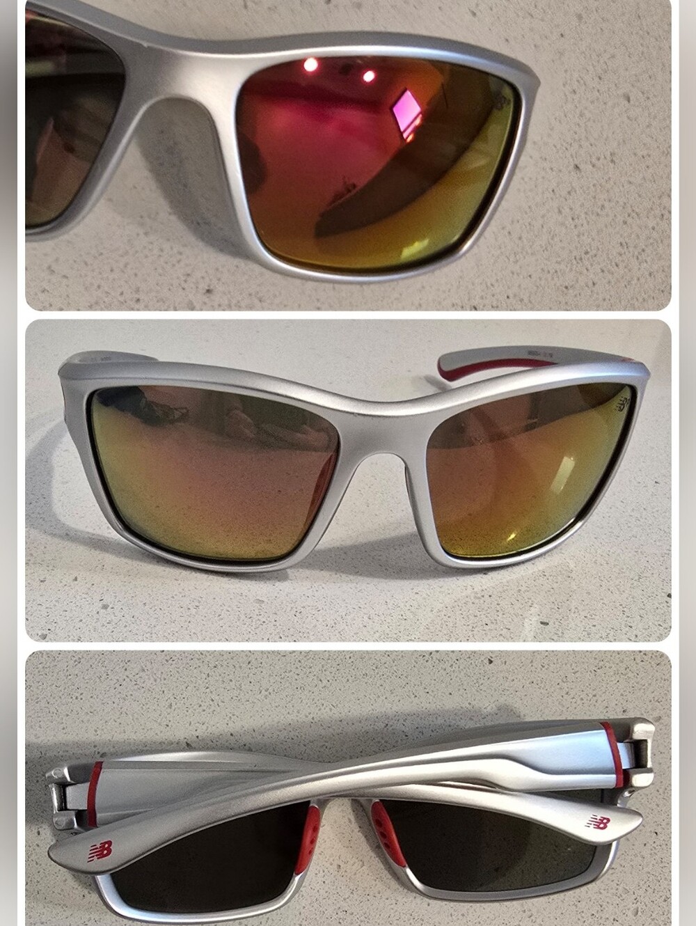 New Balance Silver Frame Mirrored Sunglasses - Gold/Orange Lenses